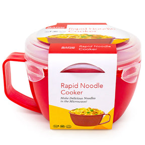 Rapid Noodle Cooker/Soup Bowl with Lid.  Microwave Soup & Noodles in Minutes (red) - Rapid Brands