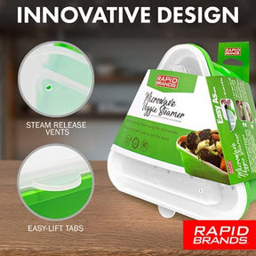 Rapid Veggie Steamer Microwave Fresh & Frozen Vegetables in Less Than 4 Minutes - Rapid Brands