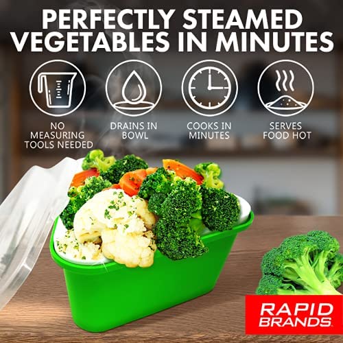 Rapid Veggie Steamer Microwave Fresh & Frozen Vegetables in Less Than 4 Minutes - Rapid Brands