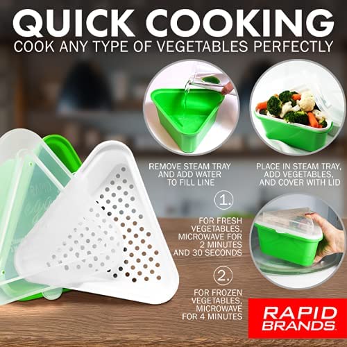 Rapid Veggie Steamer Microwave Fresh & Frozen Vegetables in Less Than 4 Minutes - Rapid Brands