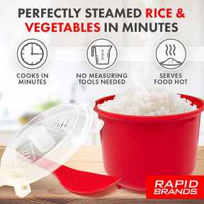 Rice & Veggie Steamer Cooker Microwave Fresh & Frozen Vegetables - Rapid Brands