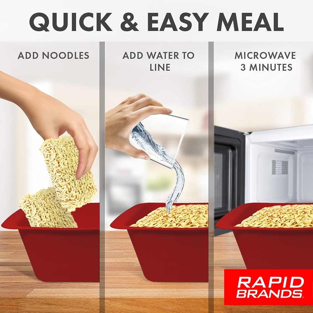 Deluxe Ramen Cooker Microwavable Cookware Fits Two Packs of Instant Ramen - Rapid Brands