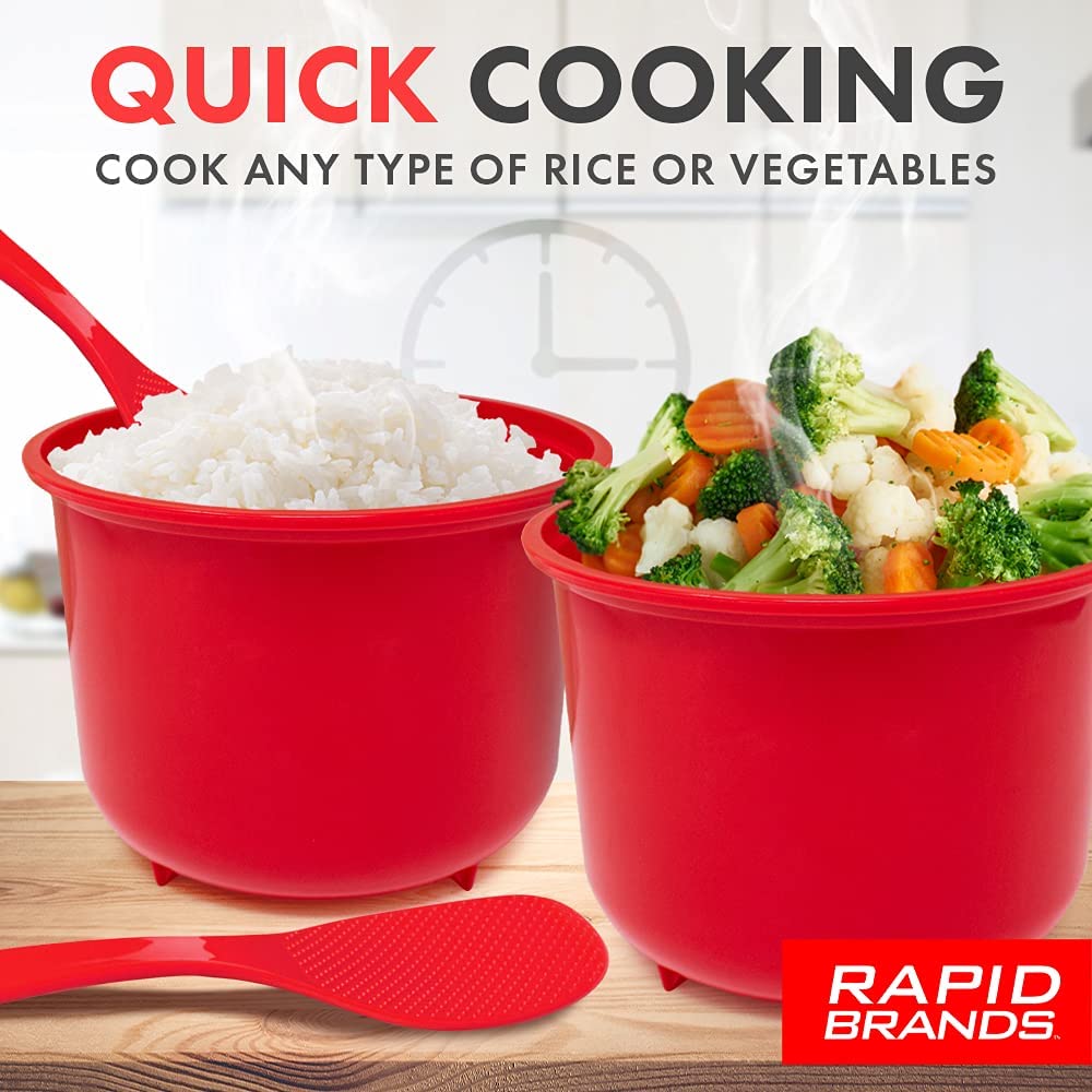 Rice & Veggie Steamer Cooker Microwave Fresh & Frozen Vegetables - Rapid Brands