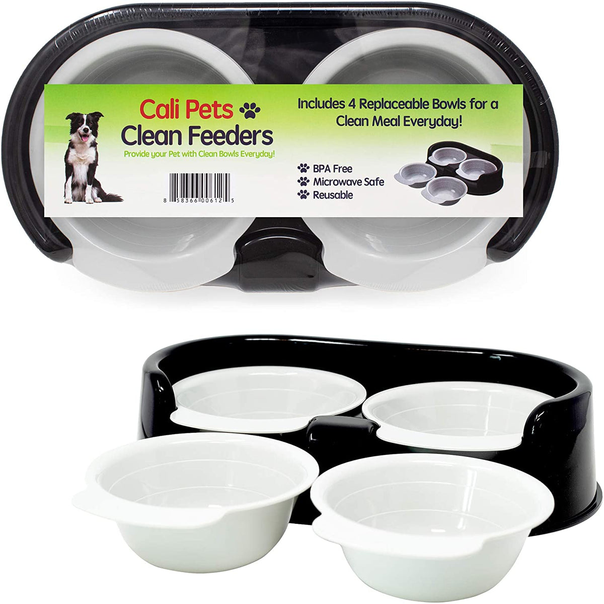 Cali Pets Clean Feeder Pet Bowls with Stand, Large (1.5 - 4 cup) - Rapid Brands