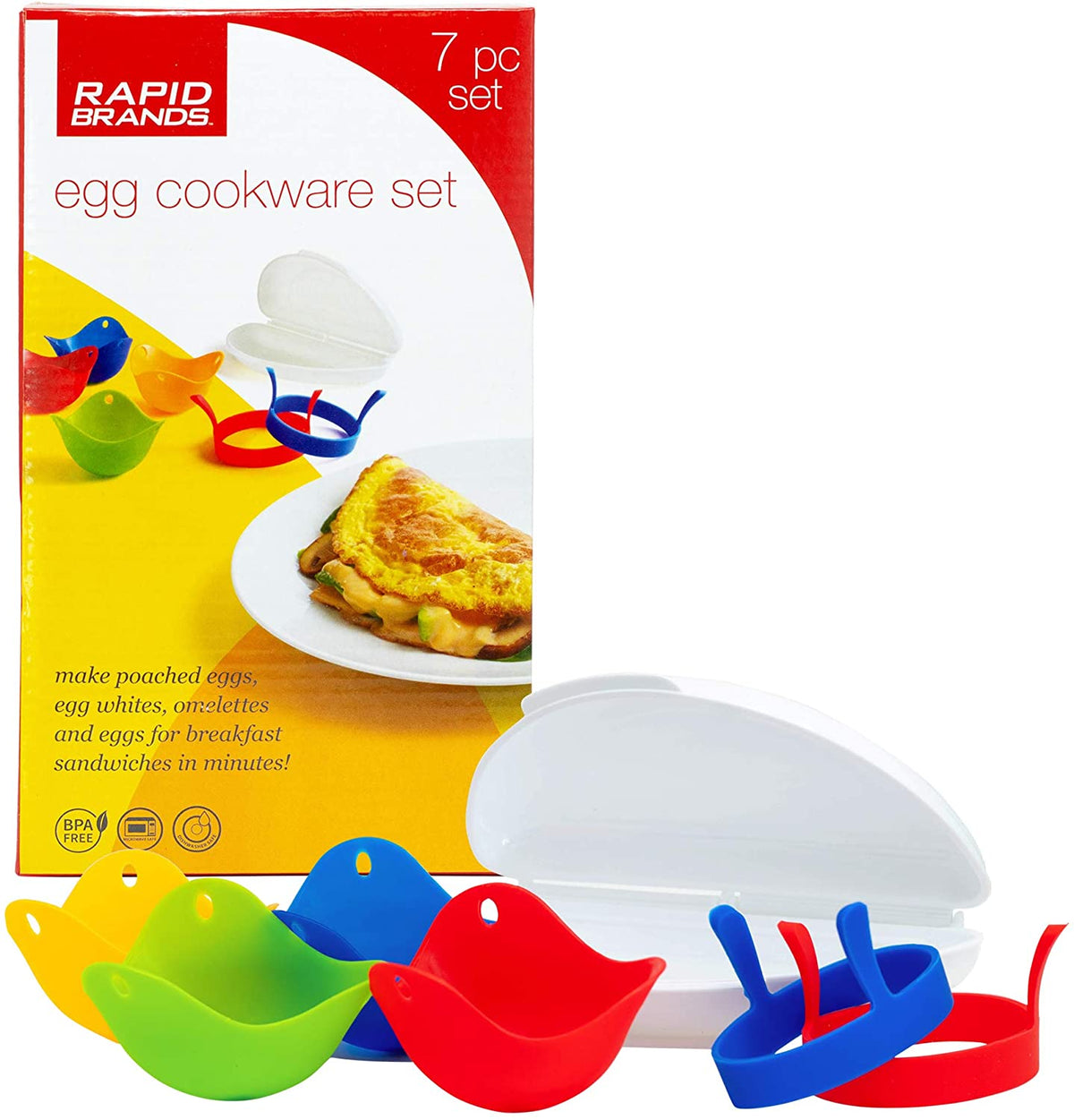 7 Piece Poached Egg & Omelets Cookware Set - Cook in Microwave - Rapid Brands