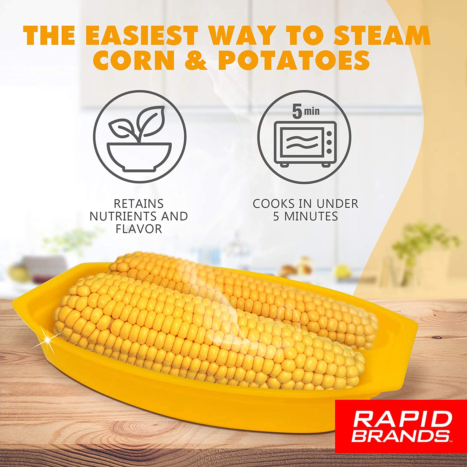 Corn & Potato Cooker Microwave Fresh & Frozen Vegetables in Less Than 5 Minutes - Rapid Brands