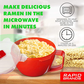 Cup Noodle Soup Bowl with Lid, Microwave Soup & Noodles in Minutes - Rapid Brands
