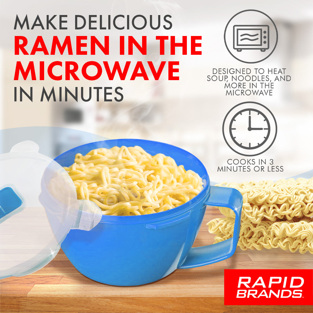 Blue Cup Noodle for Microwave  - Soup & Noodles in Minutes - Rapid Brands