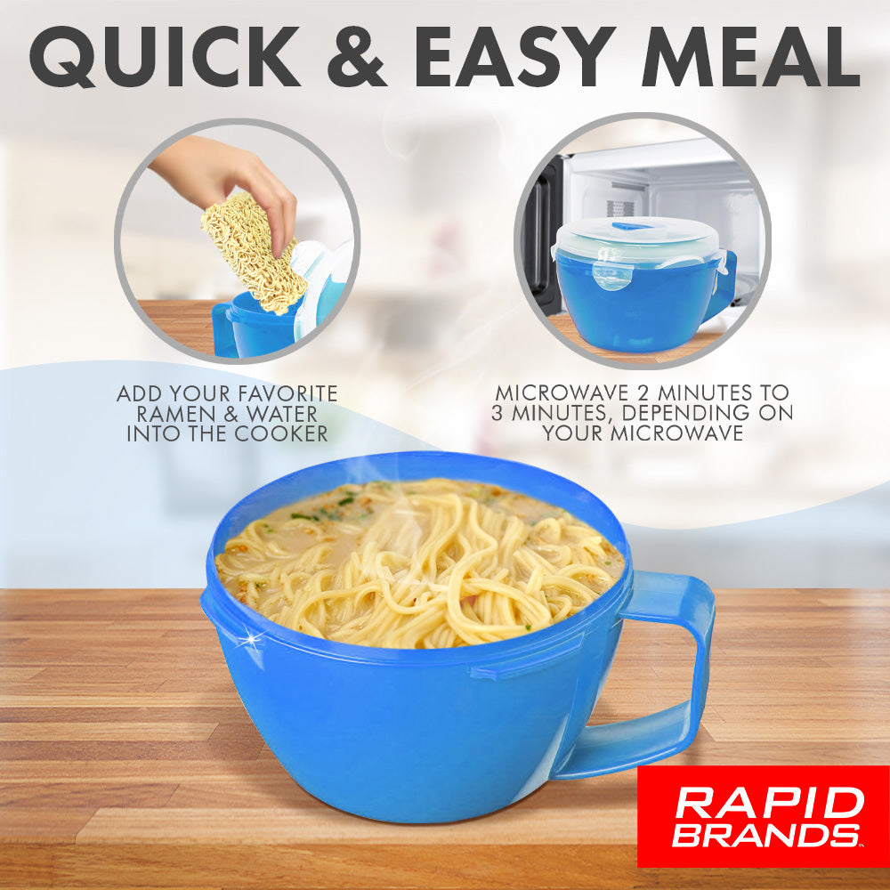 Blue Cup Noodle for Microwave  - Soup & Noodles in Minutes - Rapid Brands